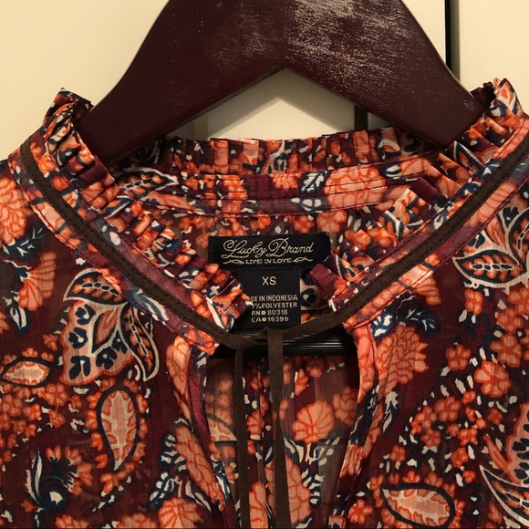 Lucky Brand Sheer Paisley Print Blouse - Picture 7 of 8